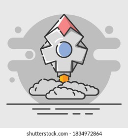 ilustración vectorial del contorno de estilo de cohete