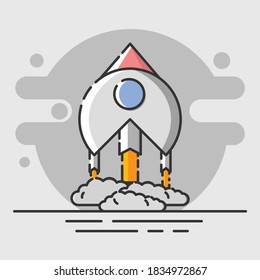 ilustración vectorial del contorno de estilo de cohete