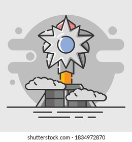 vector illustration of rocket style outline