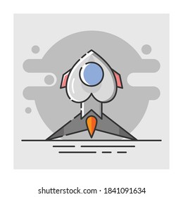vector illustration of rocket style outline