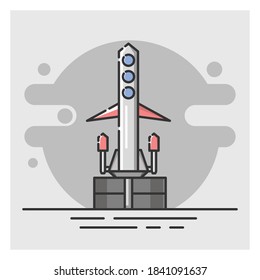 vector illustration of rocket style outline