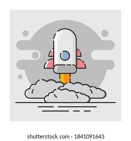 vector illustration of rocket style outline