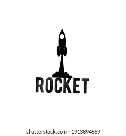 vector illustration of rocket take off quickly suitable for stamp emblem