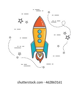 Vector illustration of rocket. Web icon - space life. Astronomy concept.