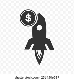 Vector illustration of rocketmoney 
 icon in dark color and transparent background(PNG).