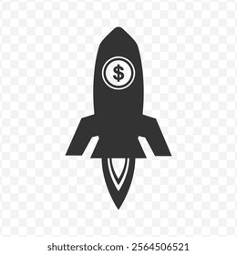 Vector illustration of rocketmoney icon in dark color and transparent background(PNG).