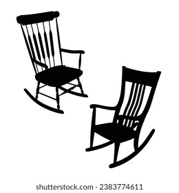 Vector Illustration of Rocking Chair Silhouette