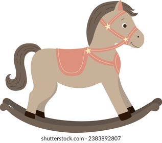 Ilustración vectorial del caballo mecedor al estilo de las caricaturas. Juguete vintage