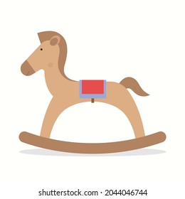 Vector illustration of rocking horse, child's toy. Flat design style. White background.
