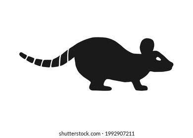 Vector illustration of a rodent, a rat on a white background.