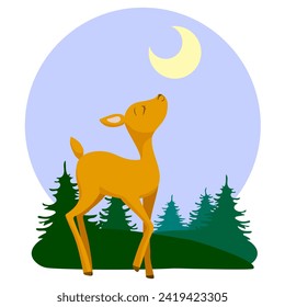 vector illustration of roe deer in the forest