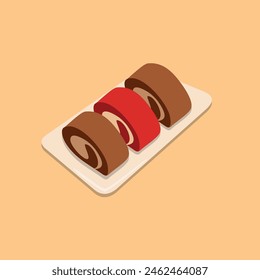 Vector Illustration of Roll Cake