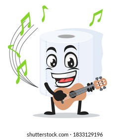 vector illustration of roll toilet paper mascot or character playing guitar