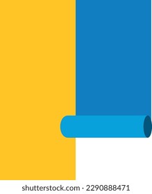 Vector illustration of rolled up yellow and blue paper. Torn Ukrainian flag.