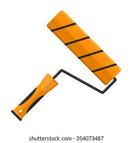 Vector illustration. Roller brush in flat design isolated on white background 