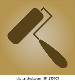 Vector Illustration of Roller brush icon in Brown
