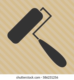 vector illustration of  Roller brush icon in black.
