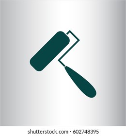 Vector illustration of Roller brush icon or symbol in green.
