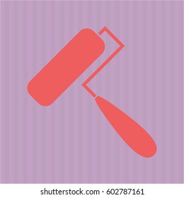 Vector illustration of roller brush icon in peach.
