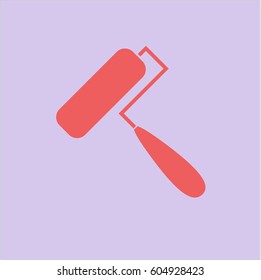 Ilustración vectorial del icono o símbolo del vector del pincel de rodillo en melocotón.
