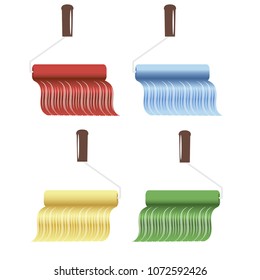 Juego de pinceles de rodillos de la ilustración del vector, cuatro bandas de color