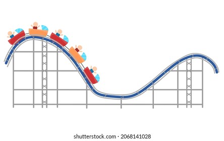 Ilustración vectorial de la montaña rusa para entretener a los niños, tema del patio de recreo