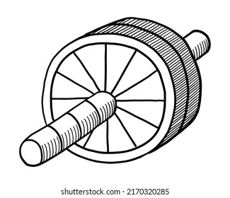 ILUSTRACIÓN VECTORIAL DE UNA PRENSA ROLLER AISLADA EN UN FONDO BLANCO. DIBUJO A MANO
