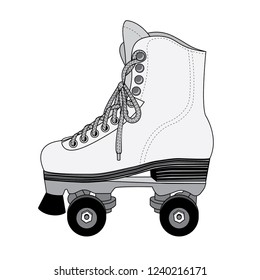 Vector illustration of a roller skate in black & white