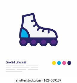 Vector illustration of roller skates icon colored line. Beautiful transport element also can be used as rollerblading icon element.