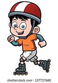 Vector illustration of Roller Skating Boy