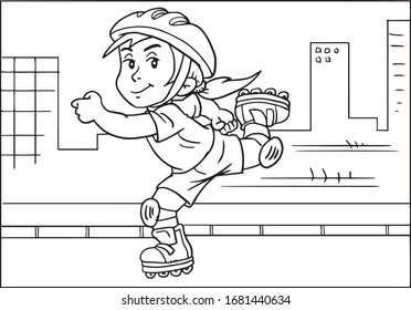 Vector illustration of Roller Skating child