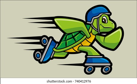 Vector illustration of Roller Skating turtle character mascot. - vector character
