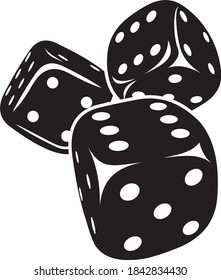 Vector illustration of the rolling black dices with white dots