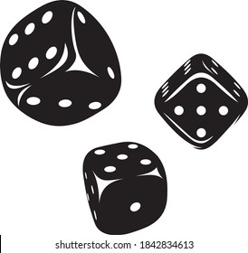 Vector illustration of the rolling black dices with white dots