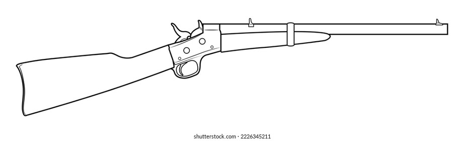 Vector illustration of the Rolling Block rifle on the white background. Right side.