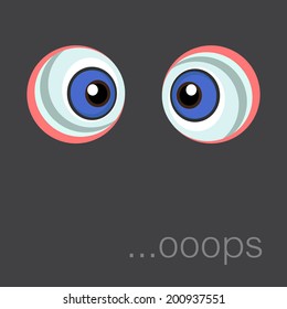 Vector illustration of rolling or crazy eyes. Expression of eyes when feeling dizzy, vertigo or making a mistake.