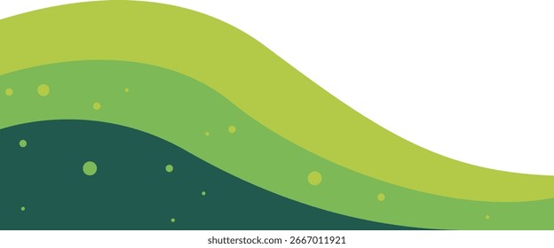 Ilustración vectorial de paisaje de colina verde con capas lisas, ideal para proyectos ecológicos, fondos, diseño natural y decoración.