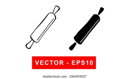 Vector Illustration of Rolling Pin for Baking. Isolated flat line and silhouette of sign, symbol, or objects for graphic design.