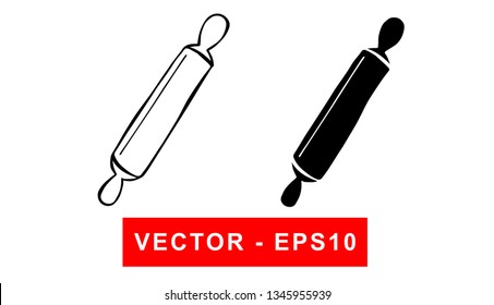 Vector Illustration of Rolling Pin for Baking. Isolated flat line and silhouette of sign, symbol, or objects for graphic design.
