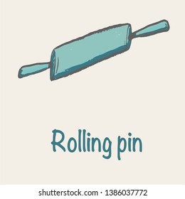Vector illustration of a rolling pin blue on a beige background. Suitable for all types of printing.