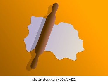 Vector illustration. Rolling pin and dough.