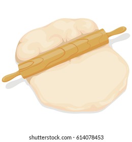 Vector Illustration of Rolling Pin with Dough