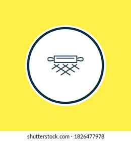 Vector illustration of rolling pin icon line. Beautiful utensil element also can be used as dough icon element.