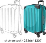 Vector illustration of a rolling suitcase