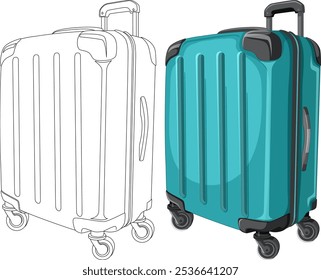 Vector illustration of a rolling suitcase