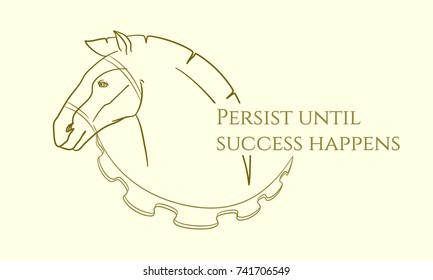 Vector illustration of a Roman horse. Stylish logo idea. The slogan and the bridle are removable. It is easy to delete the text and unleash the horse