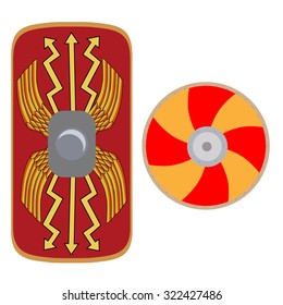 Vector Illustration Roman Legionary Shield And Viking Shield