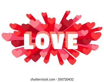 Vector illustration Romance heart spray LOVE greeting card or invitation