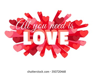 Vector illustration Romance heart spray LOVE greeting card or invitation