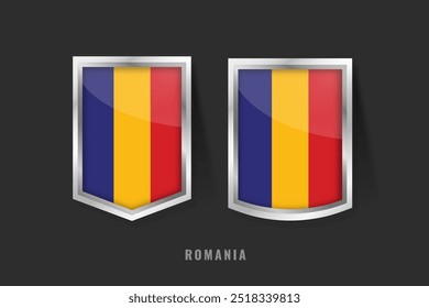 Vector Illustration of ROMANIA Label Logo. ROMANIA Badge Sign ROMANIA With Flag, Romanian Product Label Banners Template.